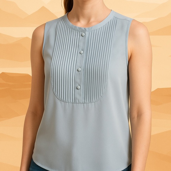 🚺👚 NWT J.Crew Pleated Front Sleeveless Top Tank Blouse – Soft Blue, Size S 4 6 - Picture 2 of 13